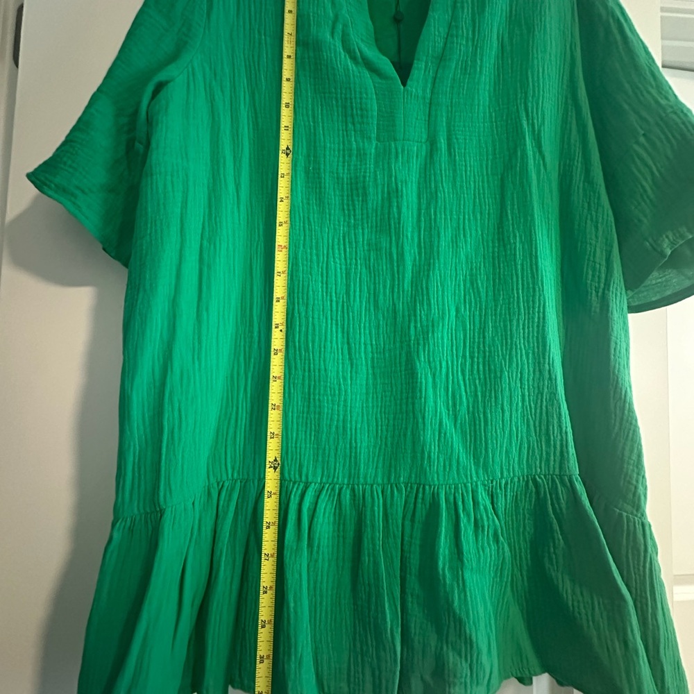 Vibrant Green Guaze Shirt Tunic Cover Up
